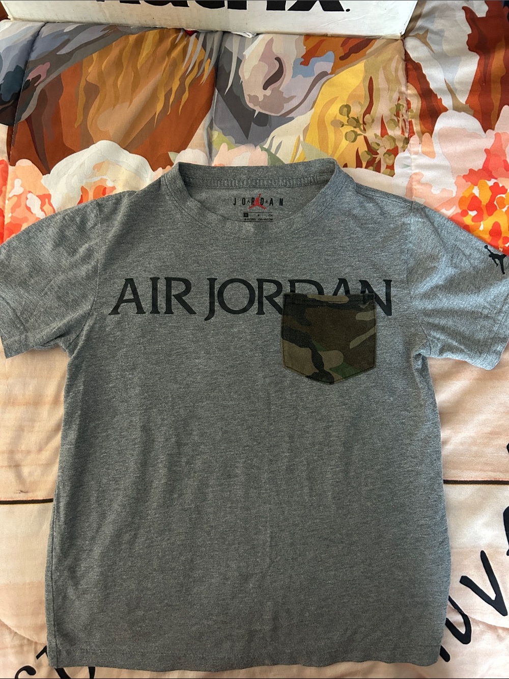 Jordan Gray Tee with Camouflage Pocket
